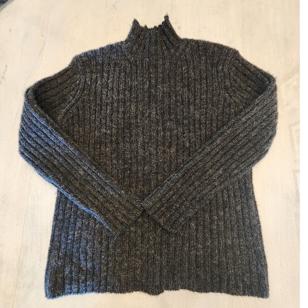 Lauren Ralph Lauren Women's Gray Turtleneck Wool Alpaca Ribbed Sweater SZ Large